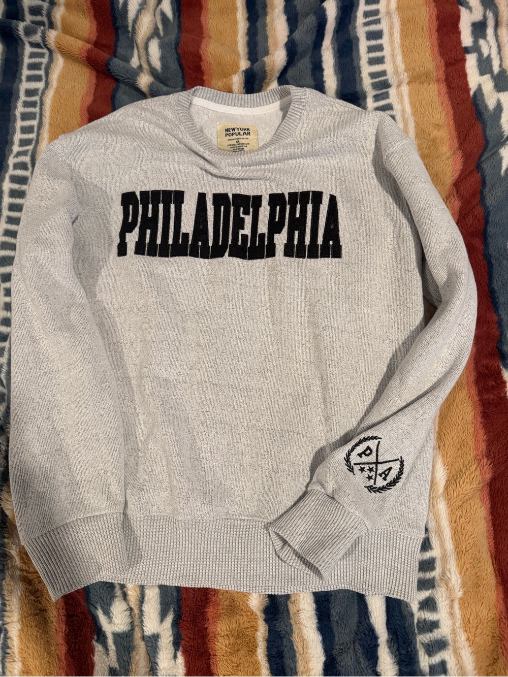🏙️🖤 Philadelphia Embroidered Crewneck Sweatshirt XL New York Popular Streetwear